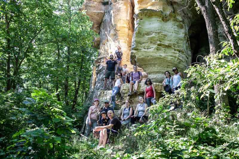 Family camp hike